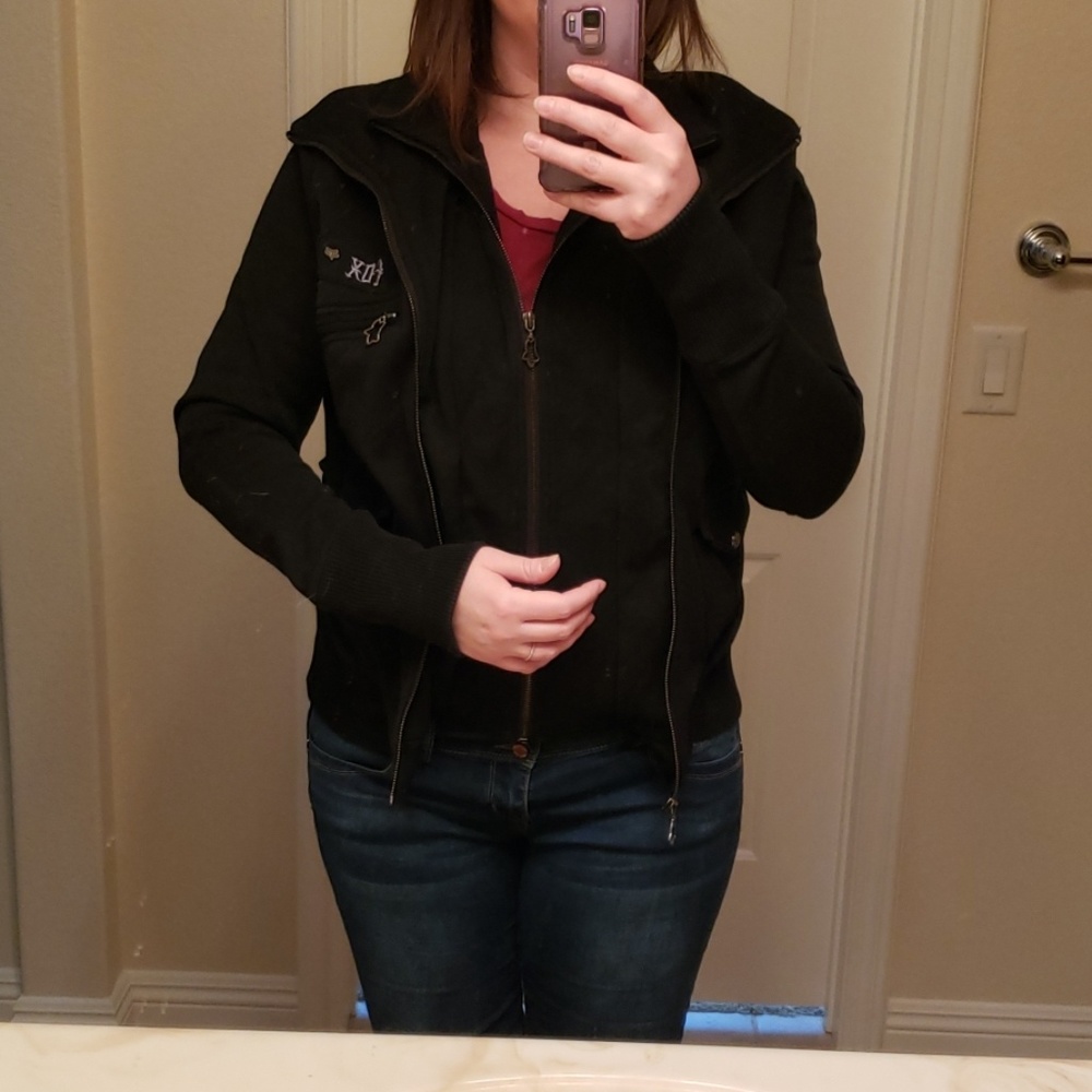 XL black Fox sweater jacket